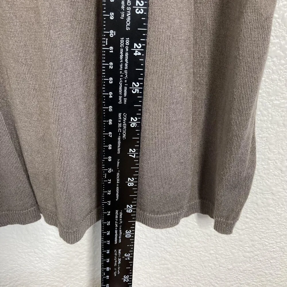 Ann Taylor Loft silk Sweater Womens Medium Brown Surplice Wrap Top Long Sleeve